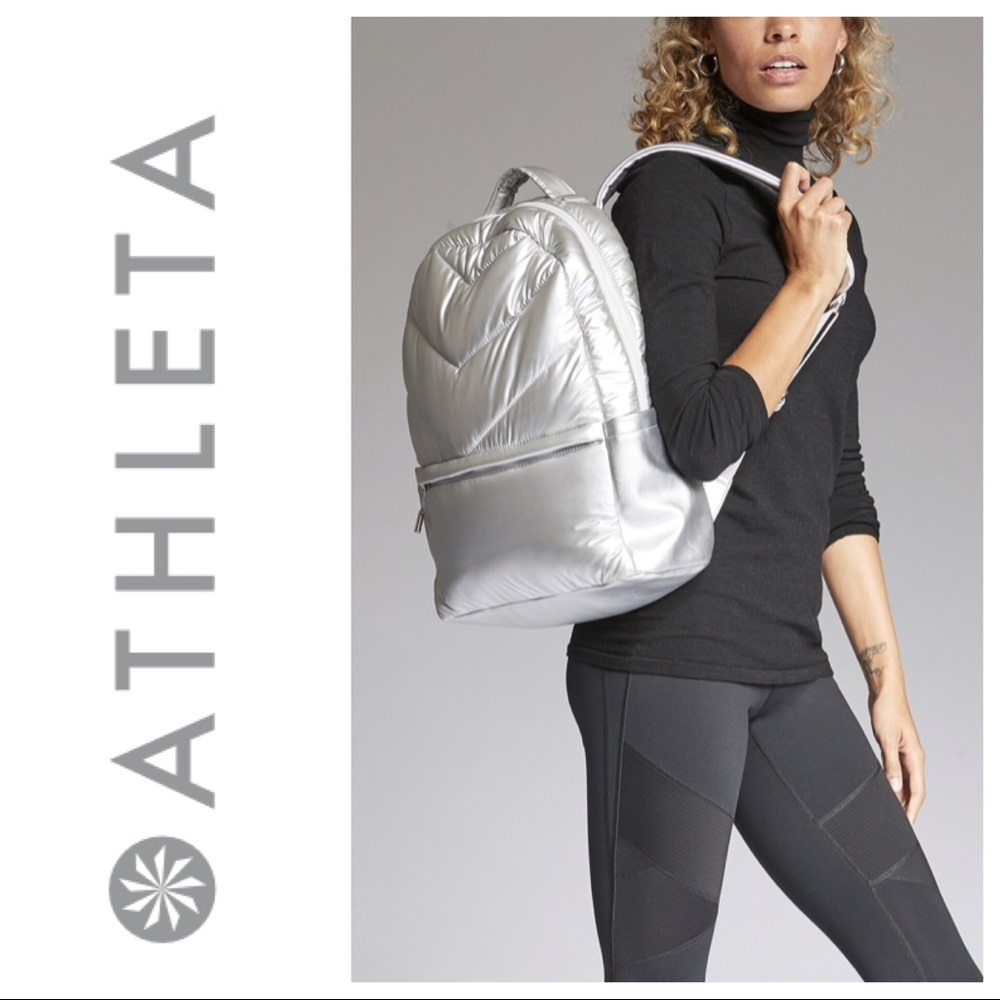 Caraa x Athleta Commuter Backpack Silver LIKE NEW!